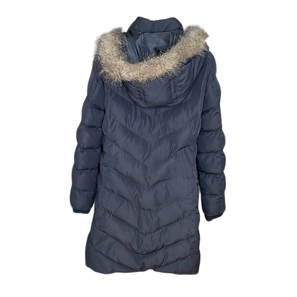 Banana Republic Factory black faux fur hood puffer winter coat size medium - Picture 2 of 9